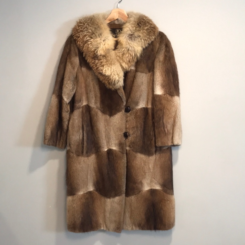 Authentic Real Fur Vintage Tan & Brown Fur Coat